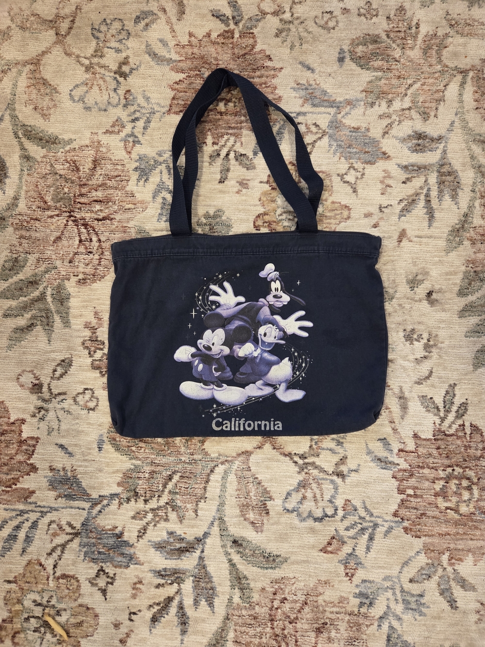 Disney Navy Canvas Tote with Mickey, Minnie & Friends Graphic